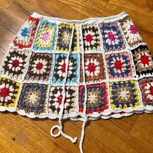 Granny Square Crochet Patchwork Skirt Small